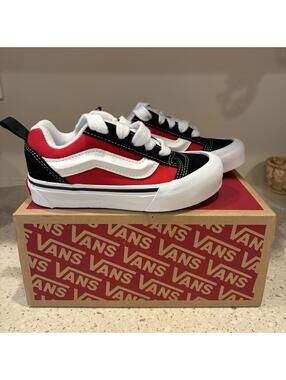 Vans Knu Skool Skate Sz 11c Unisex Red Black White Colorway Never Worn With Box
